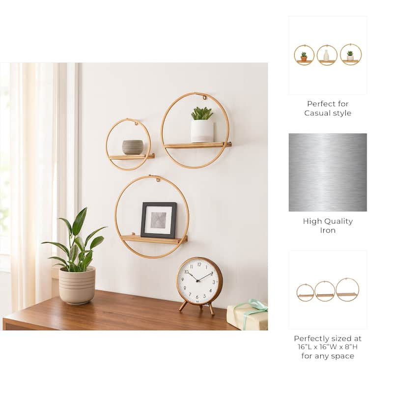 Metal Modern Circular Wall Shelves - Set of 3