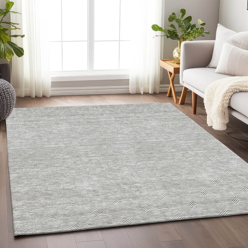 Machine Washable Indoor/ Outdoor Chantille Contemporary Stripe Rug