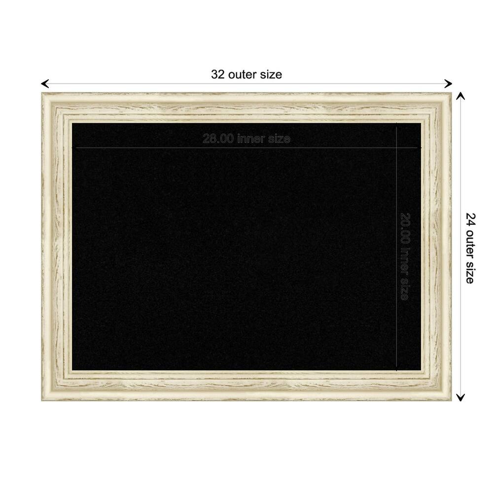 Country White Wash Wood Framed Black Corkboard Bulletin Board