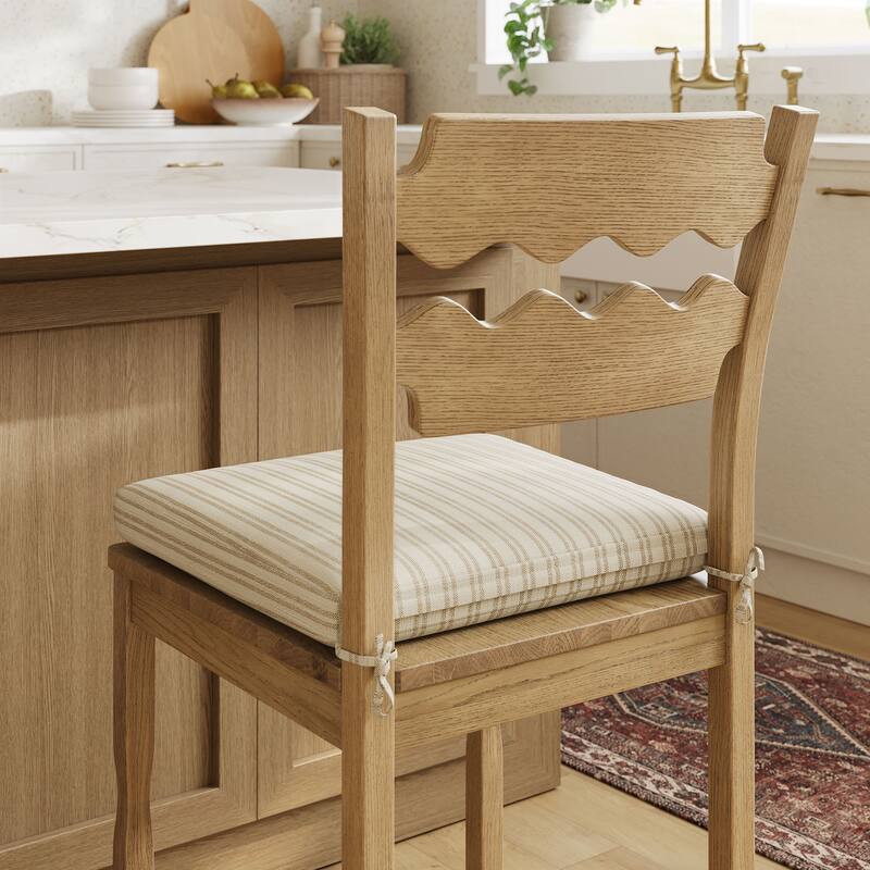 Jax Oak Wood Counter Stool With Wavy Razor Back and Cushion