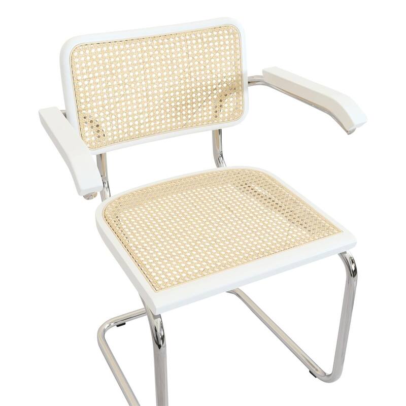 Breuer Chair Company Marcel Breuer Cesca Cane Cantilever Armchair Arm Chair w/ Chrome Steel Frame (Various Wood & Cane Colors)