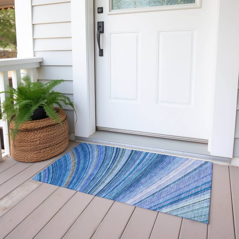 Machine Washable Indoor/ Outdoor Chantille Modern Burst Rug