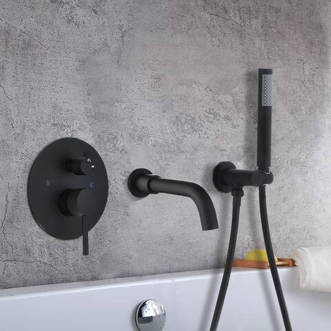 YASINU Modern Wall Mount Bathtub Shower with Handshower Tub Filler Faucet