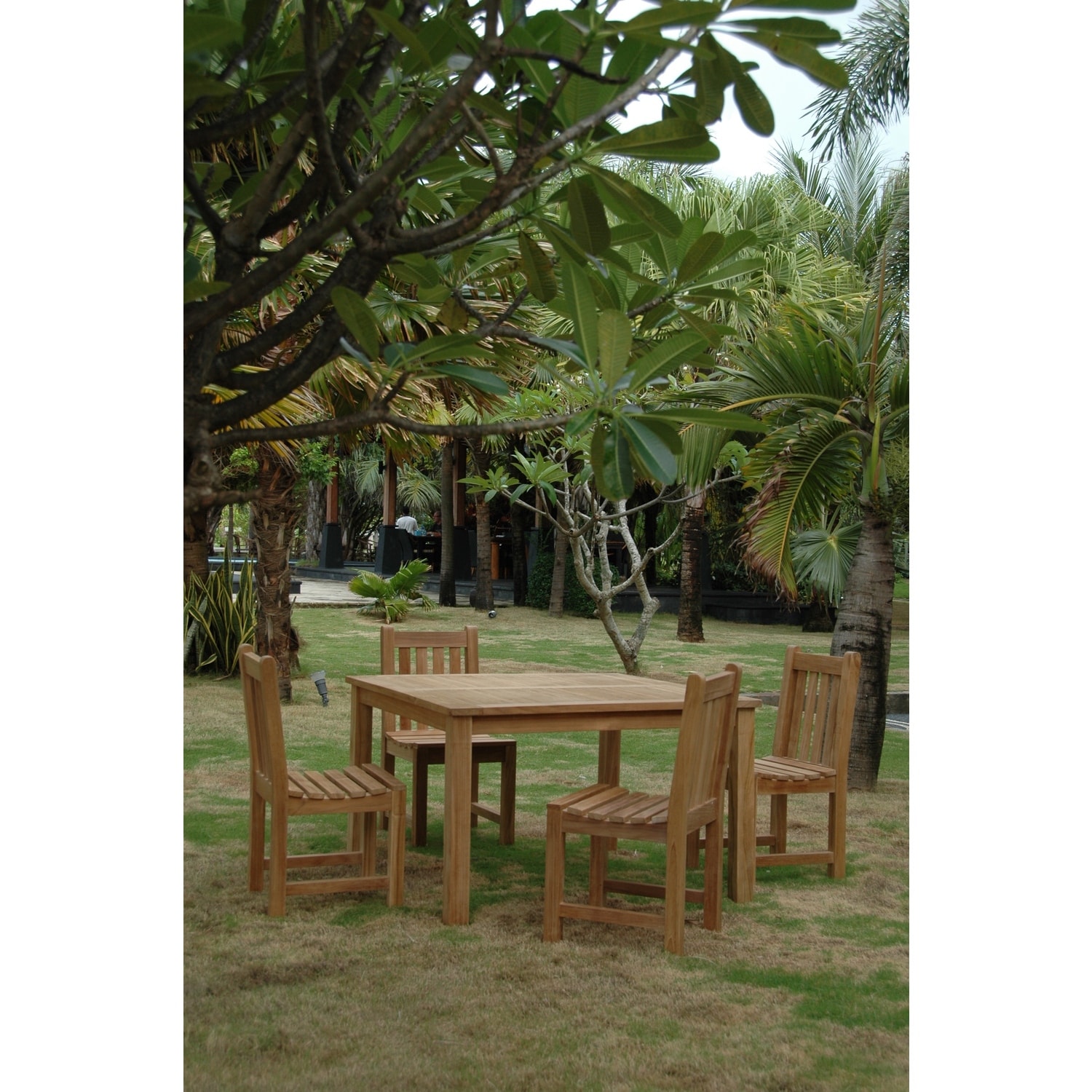 Classic Outdoor Dining Set - 5 Piece Patio Table & Chair Set - Teak Wood Furniture