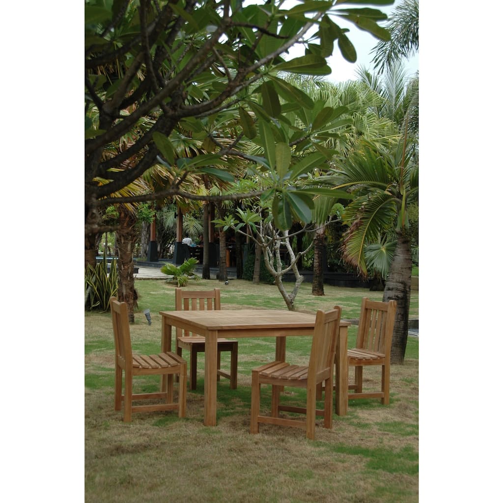 Classic Outdoor Dining Set - 5 Piece Patio Table & Chair Set - Teak Wood Furniture