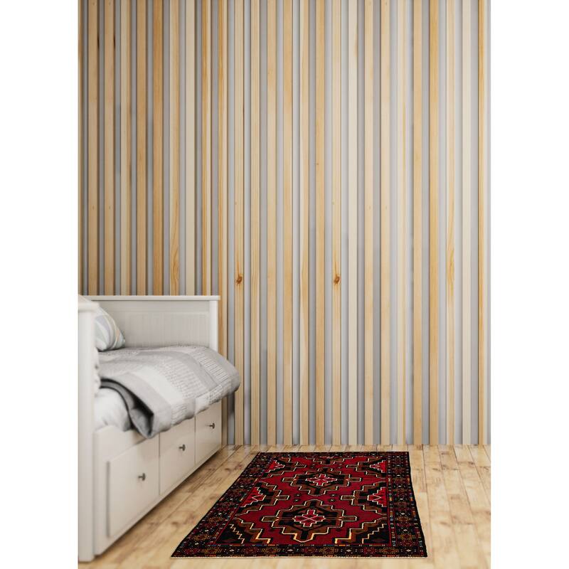 ECARPETGALLERY Hand-knotted Teimani Red Wool Rug - 3'7 x 6'7