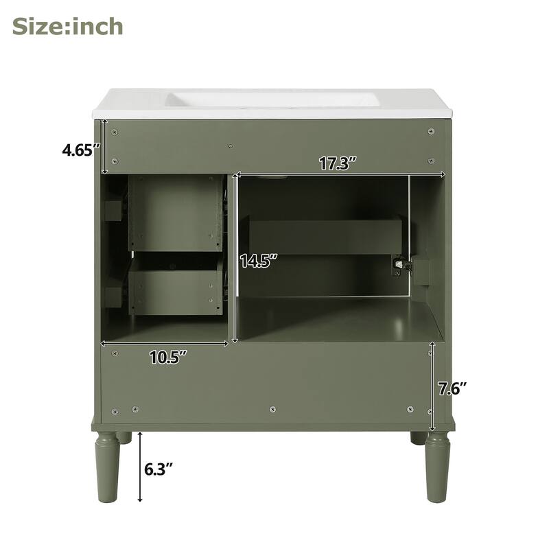 30'' Bathroom Vanity with Ceramic Sink, Soft-Close Door