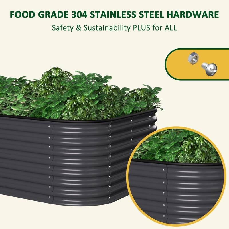 VEIKOUS 24''H Galvanized Raised Garden Bed, Durable Outdoor Planter Box with Rust-Resistant Steel