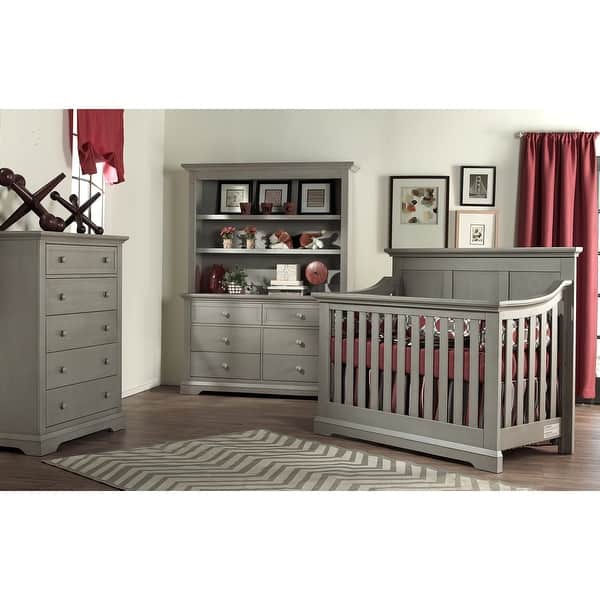 Ash Gray Solid and Manufactured Wood Standard Four In One Convertible Crib