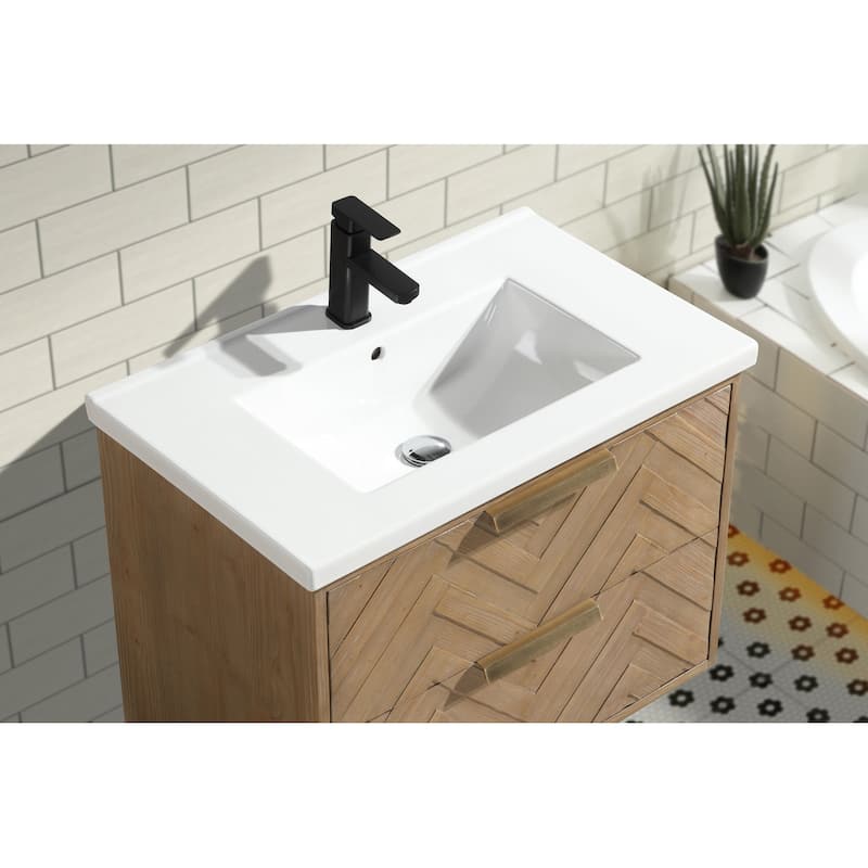 Ari Bath Carlsbad 30" Floating Bathroom Vanity Weathered Fir