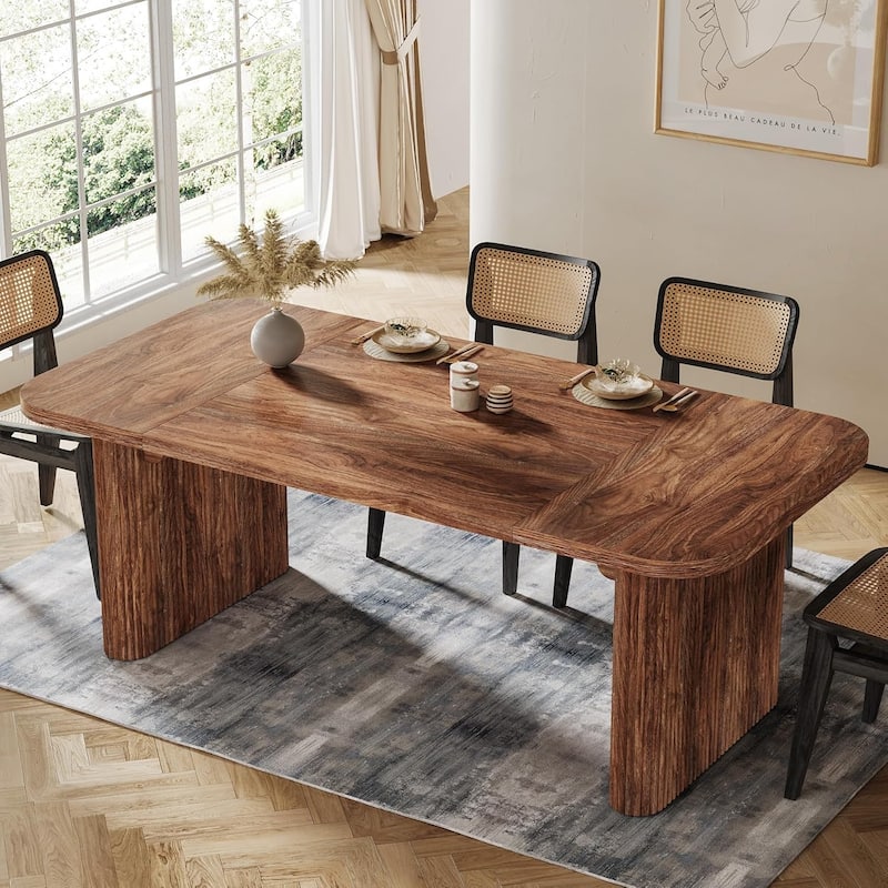 62-Inch Wood Dining Table for 4-6 People Modern Rectangular Kitchen Table for Dining Room Living Room