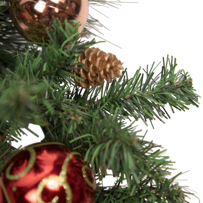 Green Mixed Foliage Ornaments Artificial Christmas Wreath, 30", Unlit