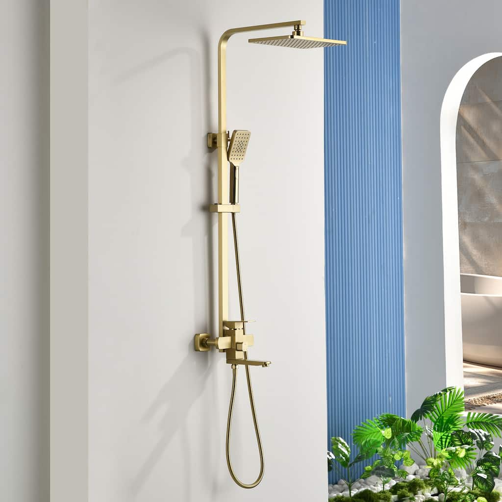 46"H 3-Function Stainless Steel Wall-Mounted Shower System