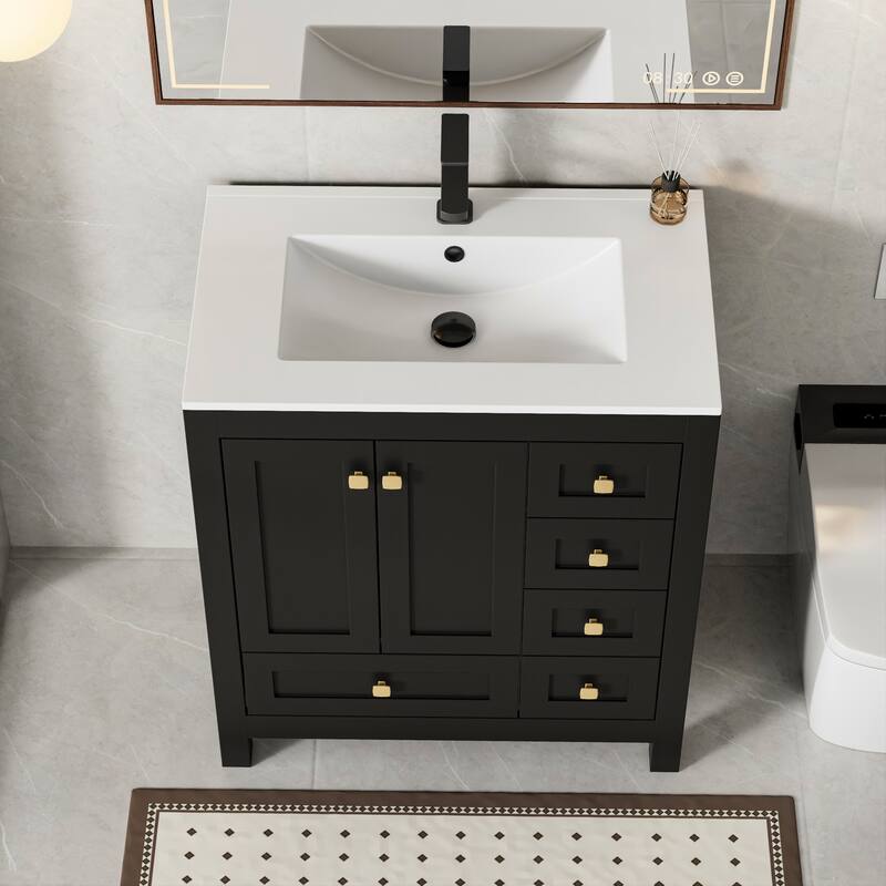 Eclife 30'' Bathroom Vanities Cabinet with Drop in Sink Combo Set