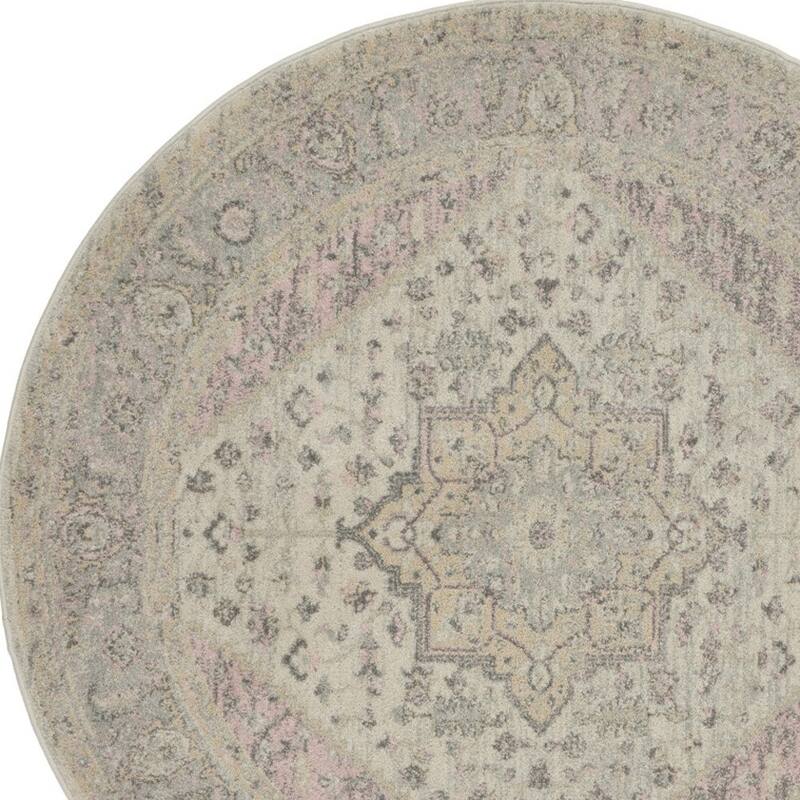 HomeRootsFloral Medallion Transitional Round Area Rug - 63' X '63' X '0.5