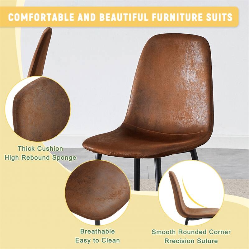 Dining Chairs,Suede Backrest and Metal Legs Combined Chairs,4 PCS