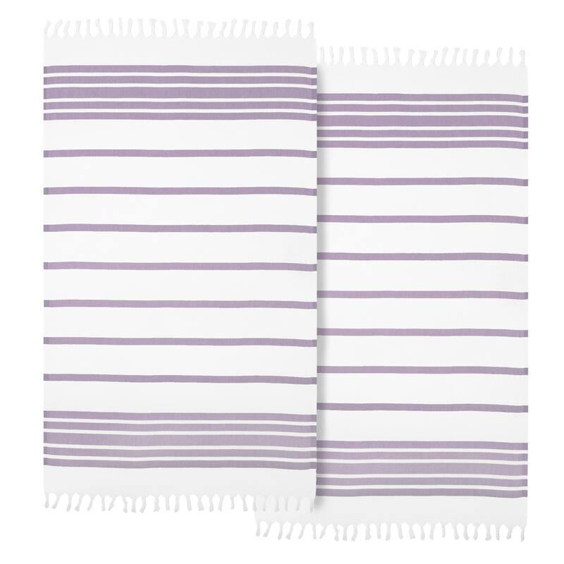 Authentic Hotel and Spa Turkish Cotton Herringbone Pestemal Beach Towel (Set of 2)