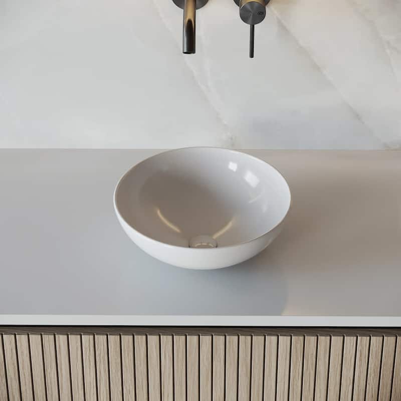 White Ceramic Round Above Counter Bathroom Sink 11.25" Dia Pack of 2