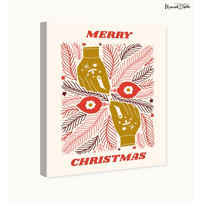 Wynwood Studio Canvas Holiday and Seasonal Merry Christmas Power Poster Red Modern & Contemporary Wall Art Canvas Print