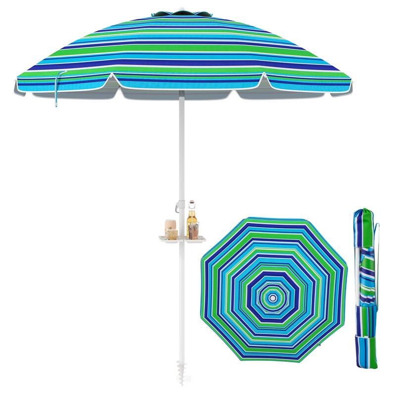 7.2 FT Portable Beach Umbrella with Sand Anchor and Tilt for Outdoor Use