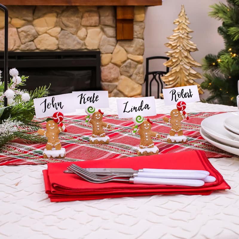 National Tree Company Four Piece First Traditions Gingerbread Cookie Card Holders - 3 in