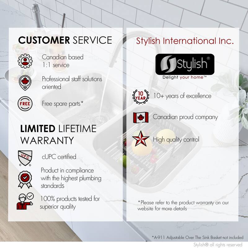 STYLISH Jaspel Dual Mount 31.25" Double-Bowl Kitchen Sink - 31.25" x 18" x 9"