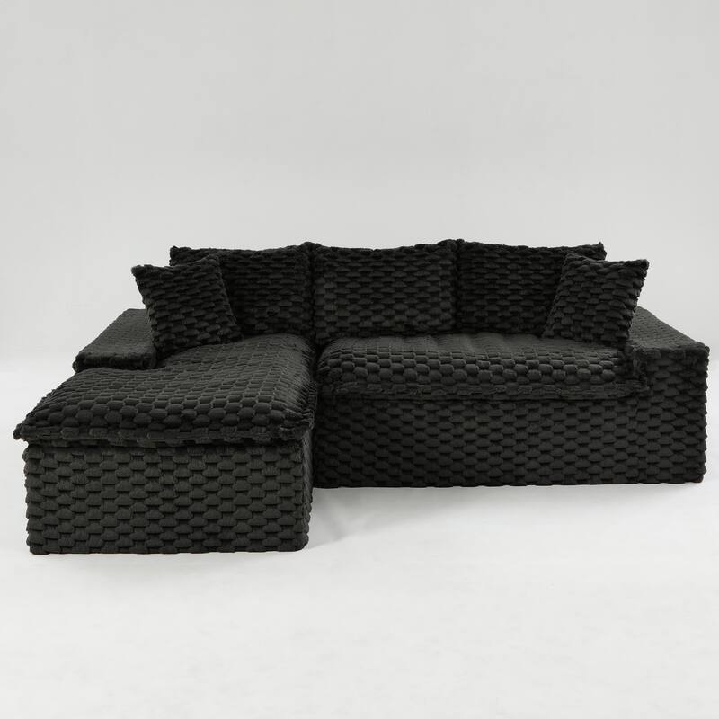 L-Shaped Sleeper Sectional Sofa Convertible Straight Sofa, Loveseat and Chaise Lounge Set for Living Room