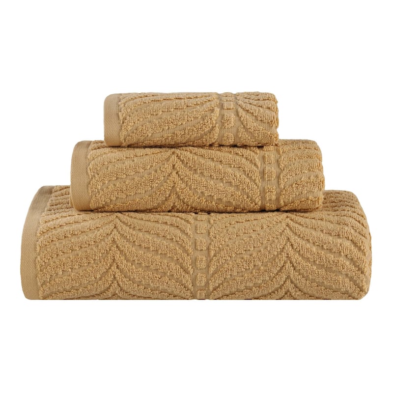 Superior Chevron Zero Twist Jacquard Cotton 3 Piece Bathroom Towel Set