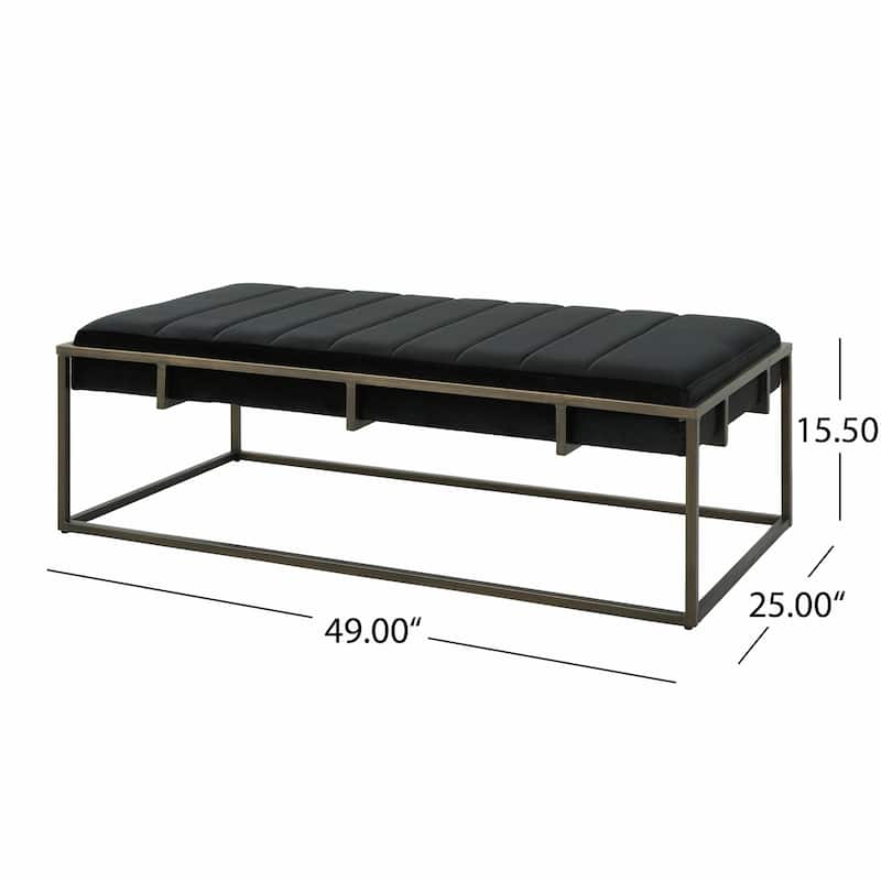 ​Luxury Upholstered Bench - Suede Seat & Gold Legs