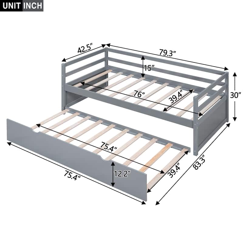 Wood Daybed with Trundle