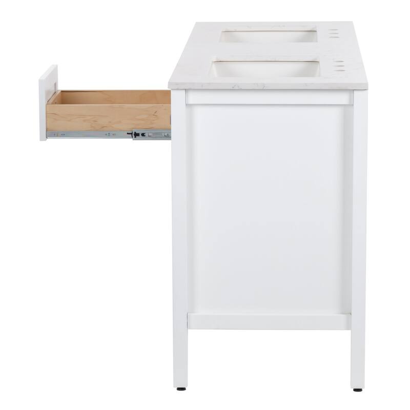 Cartland 61" Double-Sink Bathroom Vanity With 2 Cabinets, 3 Drawers, and Sink Top