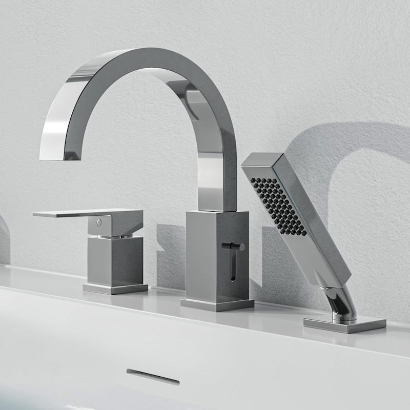 Vault Series 59 in. x 30 in. Flat Bottom Acrylic Freestanding Soaking Bathtub with Center Drain, Chrome Faucet