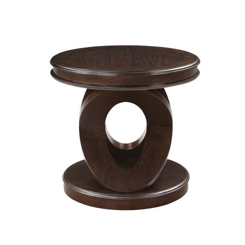 Retro Round Solid Wood End Table with X-Shape Base for Living Room Use