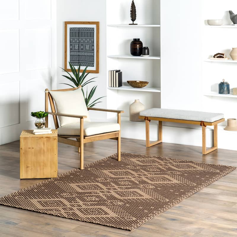 Nuloom Leith Geometric Cotton-Blend Area Rug - 5' x 8' - Natural - Rectangle