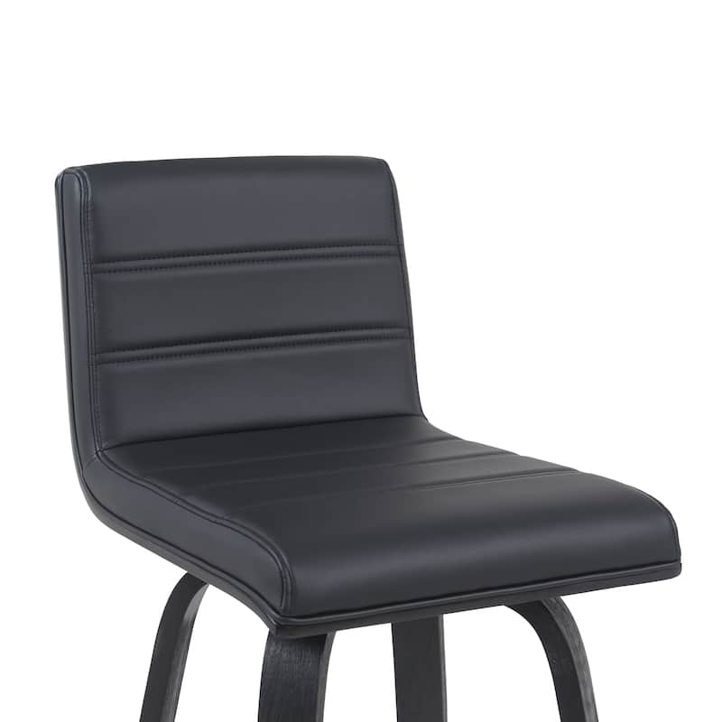 Skara Swivel Bar Stool, Upholstered Bar Height Chair with Bentwood Frame
