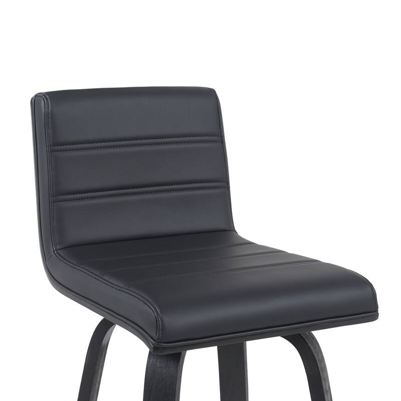 Skara Swivel Bar Stool, Upholstered Bar Height Chair with Bentwood Frame