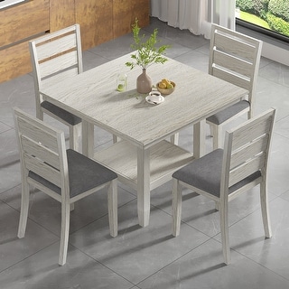 VECELO 47" Square Dining Table Set, Modern Dining Table and Chairs Set for 4-6 Person