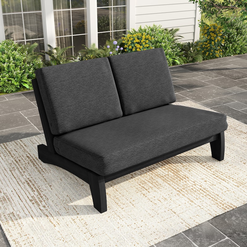 Outdoor Teak Wood Patio Loveseat with Cushions