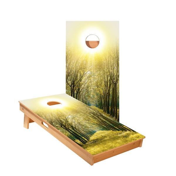 slide 2 of 5, Forest Sunset Cornhole Boards NO Bags - Add Board Lights