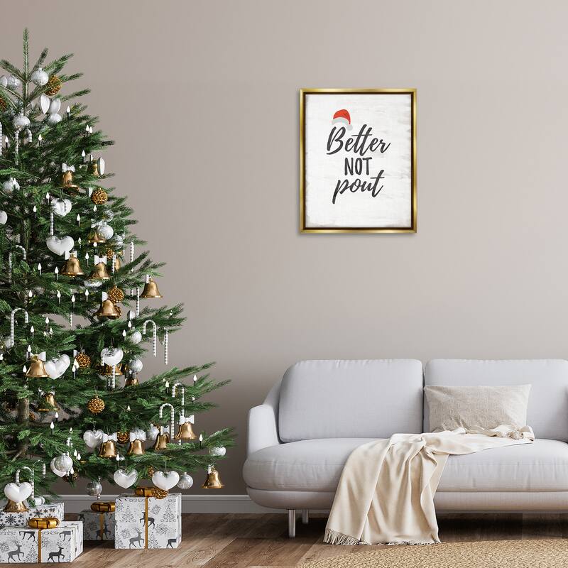 Stupell Festive Better Not Pout Framed Floater Canvas Wall Art Design By Lauren Rader