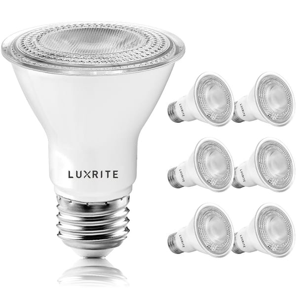 Redelijk heelal Makkelijk in de omgang Luxrite 6 Pack PAR20 LED Spotlight Bulb, 7W=50W, Dimmable, Indoor Outdoor,  500 Lumens, Wet Rated, E26 Base, UL Listed - On Sale - Overstock - 33443323