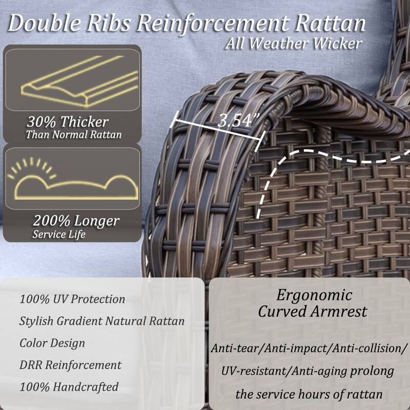 Wicker Outdoor Patio Furniture Seating Set with Swivel Rocker Chairs