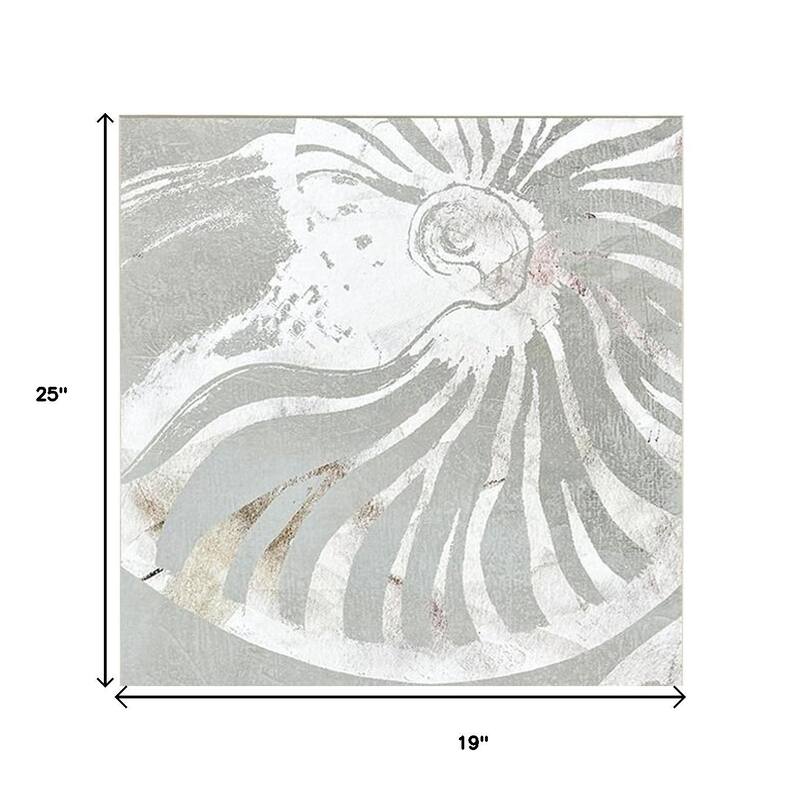 HomeRoots Set Of Two Nautilus Shell Distressed White Framed Wall Art