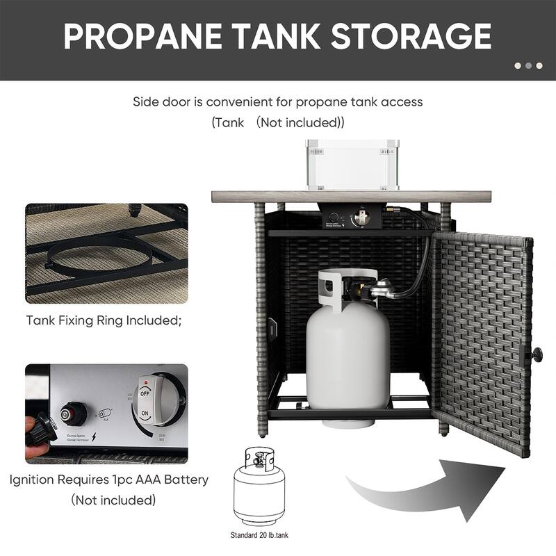 Pocassy 5 Pieces Outdoor Sofa Siwvel Chair w/ Fire Pit Table