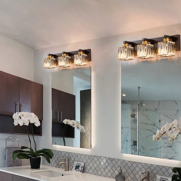 2 3 4 5 Light Bathroom Vanity Light Wall Sconce with Crystal Shade On Sale Bed Bath Beyond 38272742