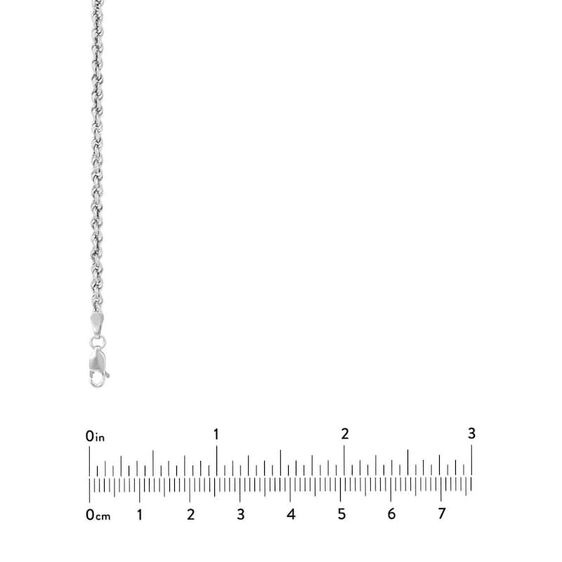 Curata 10k White Gold 2.9mm Hollow Rope Chain Necklace (Lobster)