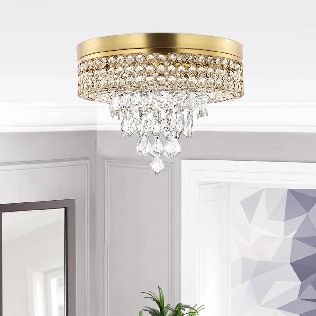 GetLedel 15.2" Modern 4-Light Crystal Flush Mount Chandelier