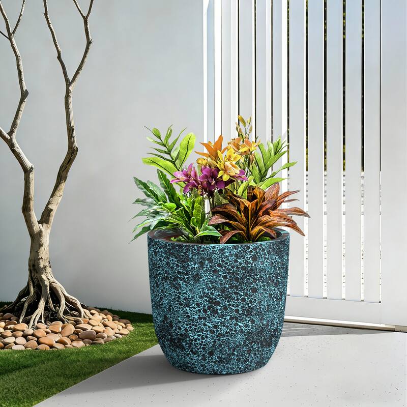 Upgraded Interior Concrete Round Planter with Drainage Holes