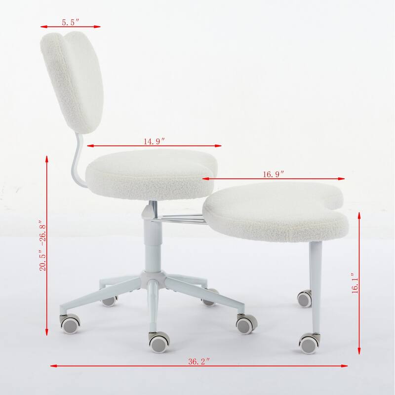 Meditation Chair Plus, Teddy Fleece Double-Layer Padding Cross Legged Rolling Chair for ADHD, Criss Cross Desk Chair