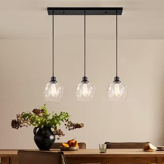 Starsky 3/5 Light Modern Linear Chandelier Cluster Kitchen Island Light with Glass Globe Shade